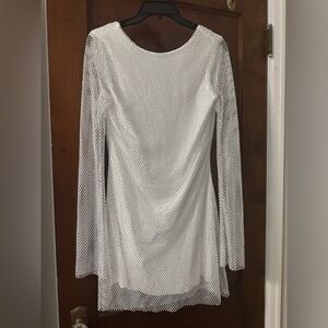 NWT 12th Tribe Anna White Rhinestone Mesh Mini Dress